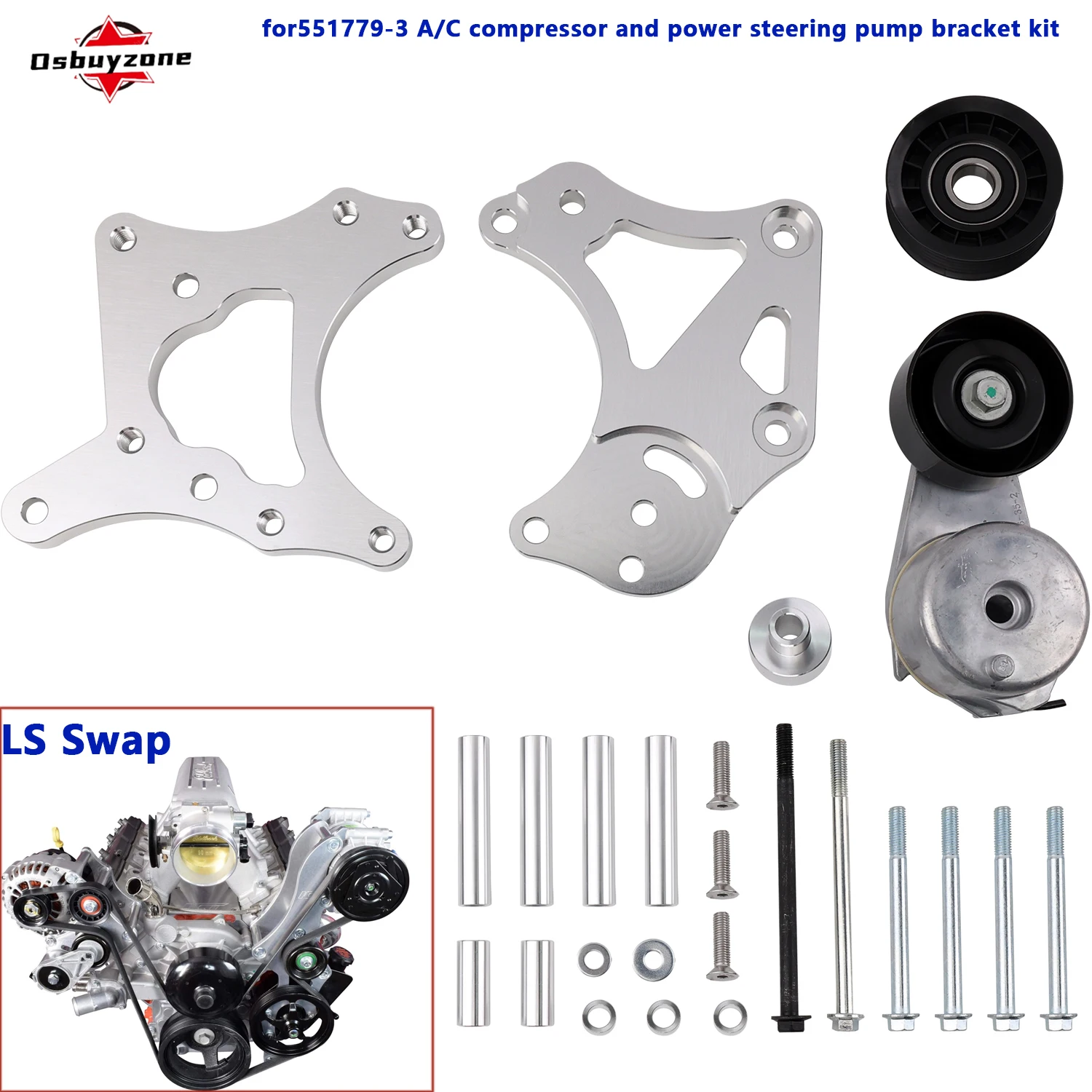 Фото Кронштейн генератора заготовки, совместимый с SUV TRUCK S10 LS Swap LS1 LS3 LSX LQ4 LQ9 4.8L 5.3L 6.0L 551780-3 551779-3 A/C №1