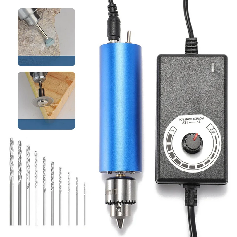 0.3-4mm JT0 Adjustable Electric Hand Drill 3-12V 13000RPM Mini Micro Electric Drill Mill for DIY Woodworking Tools Craft Jewelry