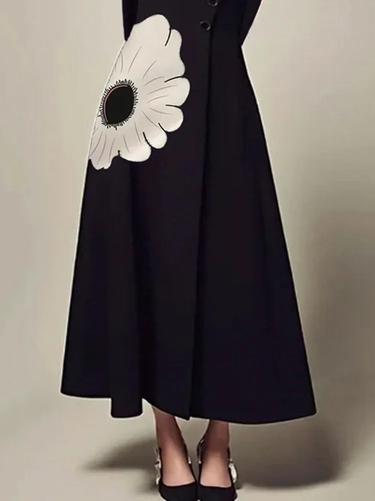 Yeezzi женское платье трапециевидной формы в британском стиле с цветочным принтом и