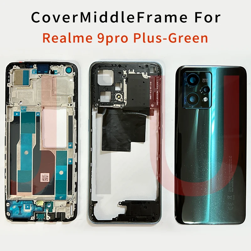 

Новинка для Realme 9 Pro + Крышка батарейного отсека средняя рамка ЖК-дисплей Fram для Realme 9 Pro plus задний корпус фотоотсек замена крышки телефона