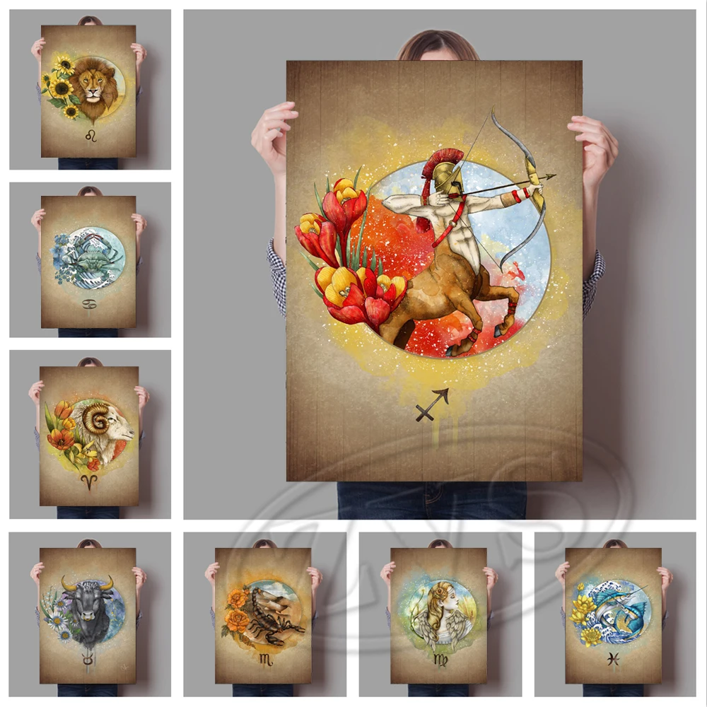 

Canvas Pictures Animal Home Decor Zodiac Paintings Fish Wall Art Flower Prints Modern Cattle Poster Modular Bedside Background