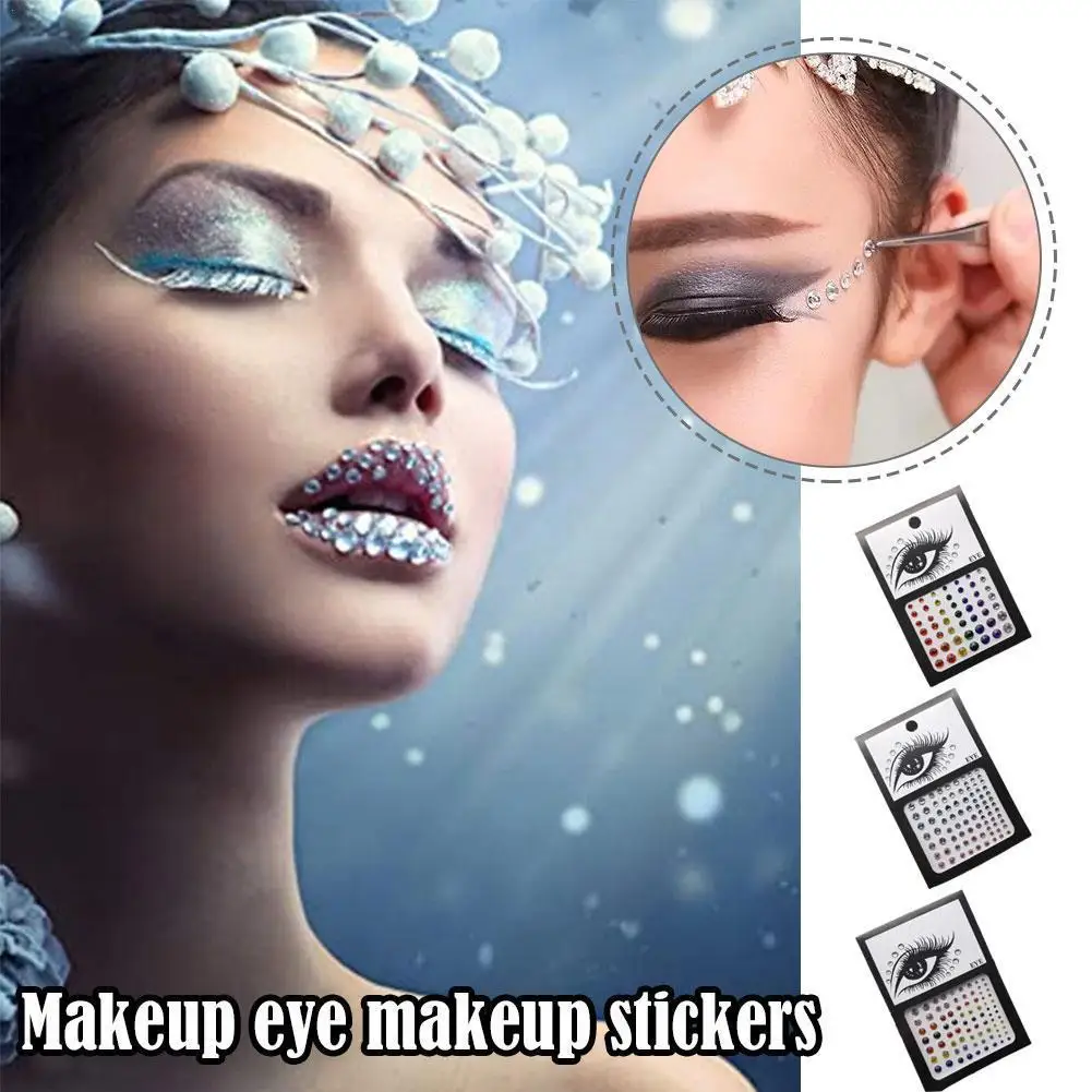 

3 colors Tattoo Sticker Glitter Diamond Makeup Eyeliner Stickers Stick Eye Gems Rhinestones Eyeshadow Glitter Crystals Body Y4D7