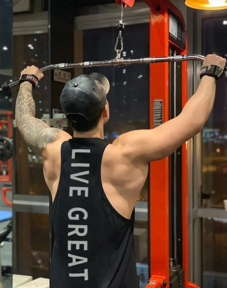 Жилет мужской спортивный Y-образный хлопок рубашка без рукавов для бодибилдинга