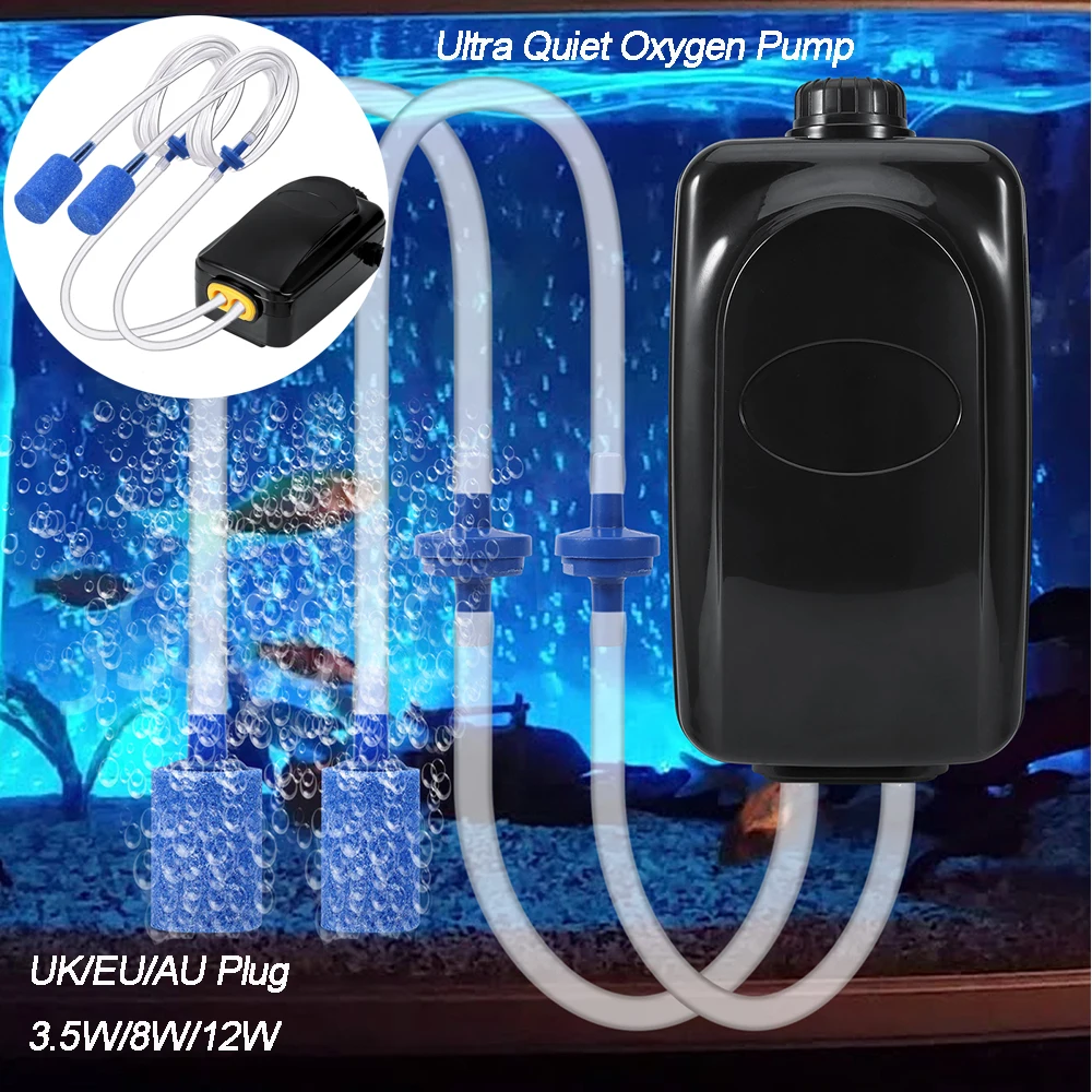 

Сверхтихий 220 В 3,5 Вт 8 Вт 12 Вт Воздушный Насос Регулируемый аквариумный компрессор с 2 выходами супер тихий аквариумный кислородный воздушны...