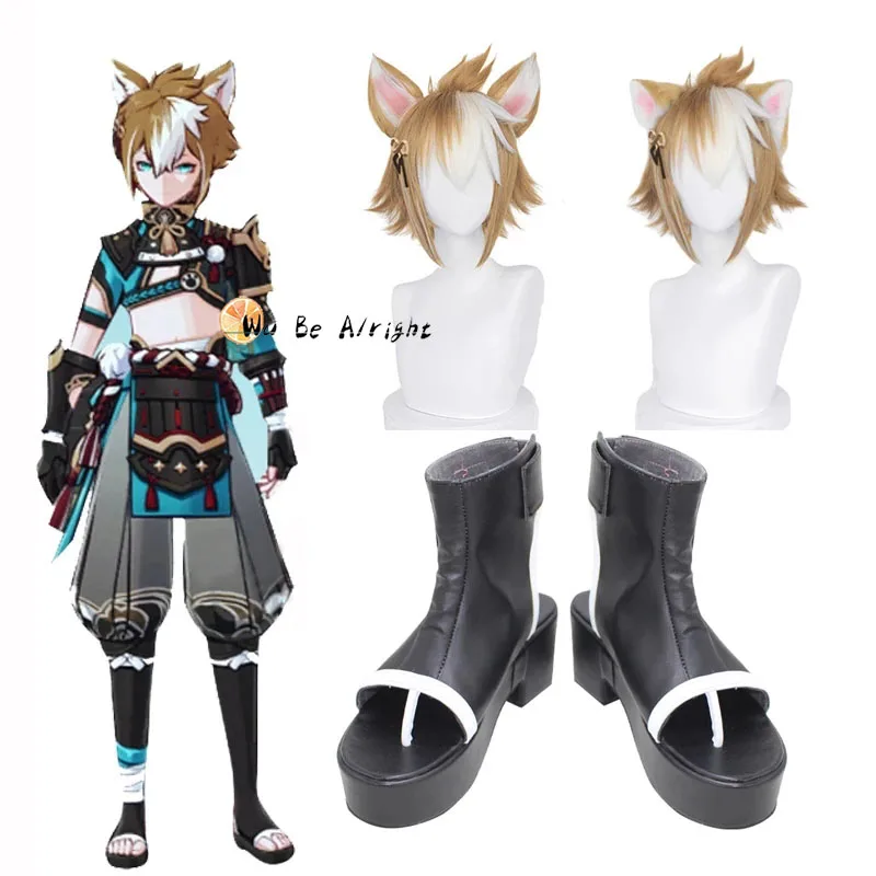 

Обувь для косплея Game Genshin Impact Gorou, короткие сапоги Gorou, парик для косплея, аксессуары для Хэллоуина, карнавала, ярких цветов, реквизит для унисекс