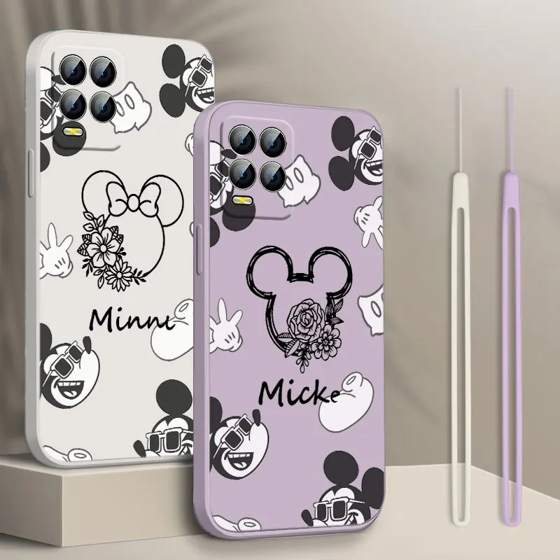 

Disney Minnie Mickey Money Phone Case For Realme Q3S GT 2 S7 ST S2 C25Y C21Y C11 C17 Narzo 50A 50i 30 20 Liquid Rope Funda Cover