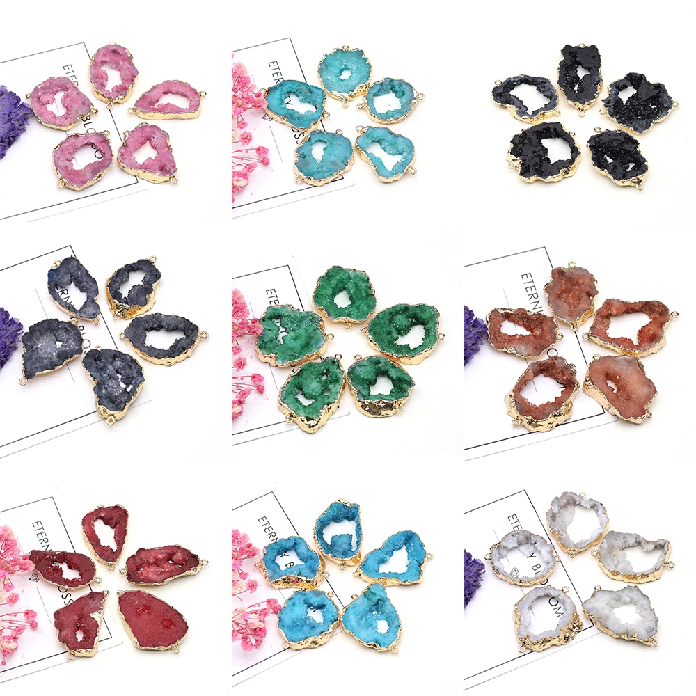 

Natural Stones Crystal Sprout Cluster Connector Irregular Geometric Pendant Jewelry Making DIY Necklace Hanging Accessories Gift