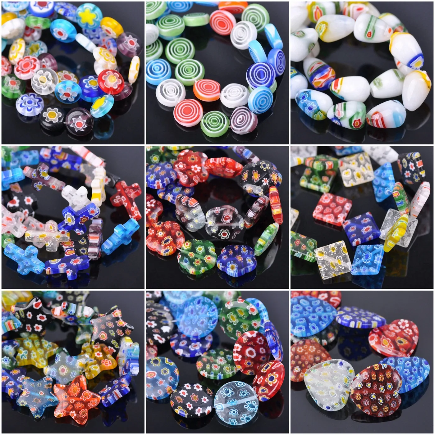 

Colorful Mixed Millefiori Glass Many Shapes Loose Crafts Beads Lot For DIY Jewelry Making DIY Findings