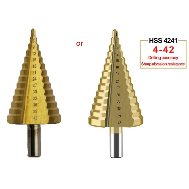 

4-42mm HSS for TITANIUM Coated Step Drill Bit Drilling Power Tool for Metal Wood