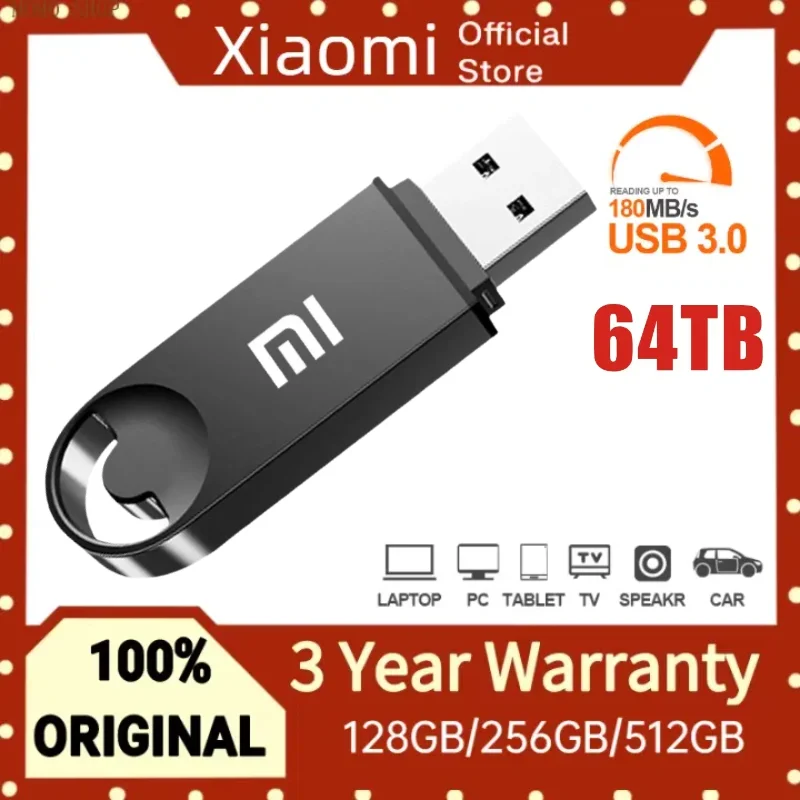 Металлические Usb флэш-накопители Xiaomi объемом 64 ТБ высокоскоростная Флэшка 4