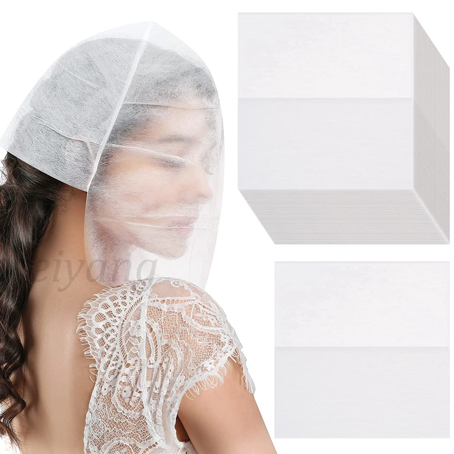

100 Pieces Make Up Protector Hood Non Woven Disposable Make Up Face Cover Fitting Room Prevents Stain While Changing