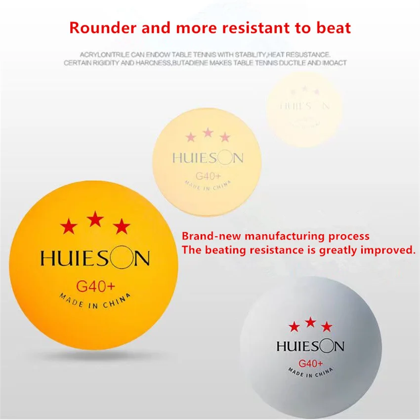 

New Huieson 3 Star Ping Pong Balls ABS+ Material Professional Table Tennis Balls TTF Standard Table Tennis For Competition.