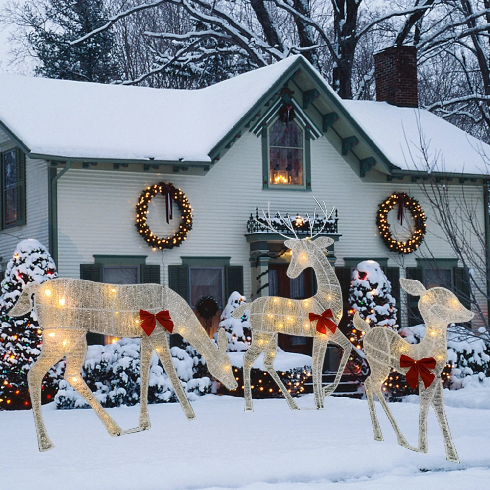 

Christmas Decoration Outdoor Light Up Deer Reindeer Iron Art 2D Deer Christmas Decor Light Up Bucks Metal for Garden Party Decor