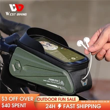 WEST BIKING Waterproof Bicycle Bag 6.0-7.2 Inch Phone Bag Front Frame Bag Sensitive Touch Screen MTB Road Bike Accessories WEST BIKING Waterproof Bicycle Bag 6.0-7.2 Inch Phone Bag Front Frame Bag Sensitive Touch Screen MTB Road Bike Accessories