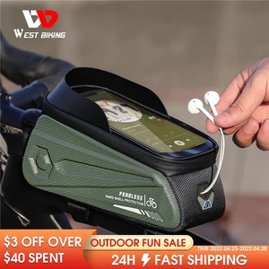 west biking waterproof bicycle bag 6 0 7 2 inch phone bag front frame bag sensitive touch screen mtb road bike accessories free global shipping