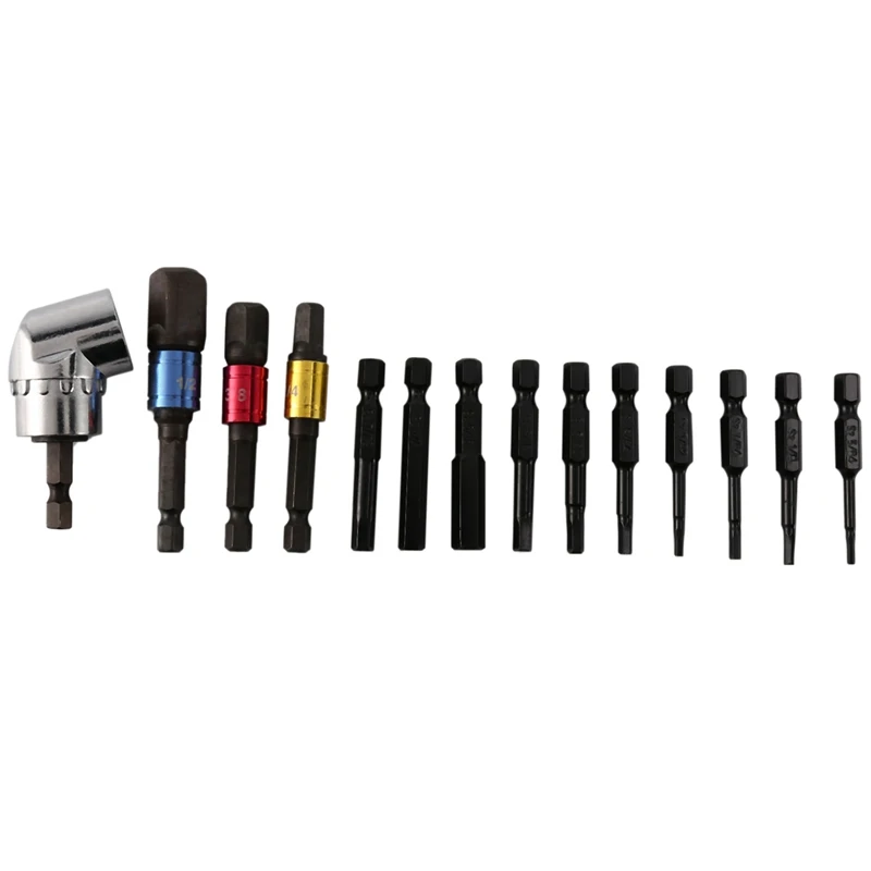 

Spot Goods 14PCS Impact Grade Driver Socket Adapter Extension Drill Bit Set,105 Degree Right Angle Screwdriver,Adapter & Drill B