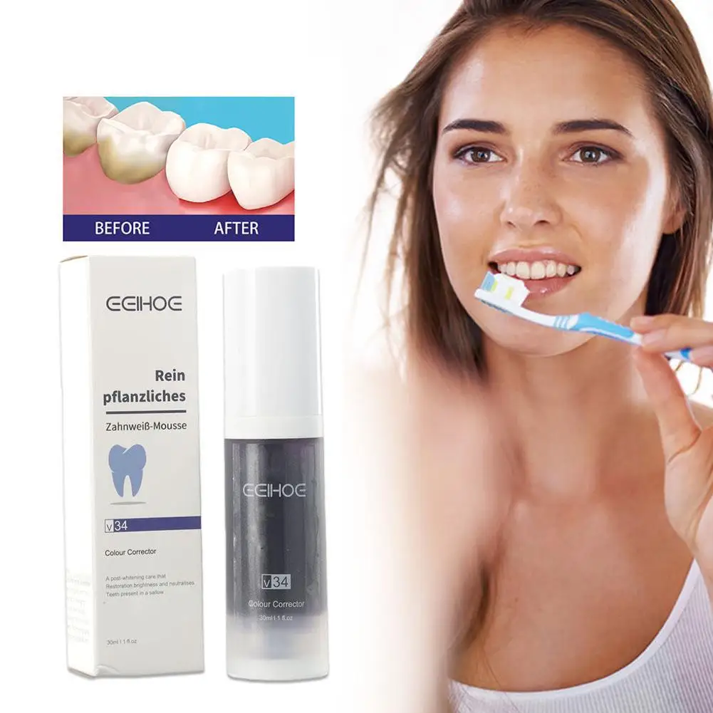 

Teeth Whitening Mousse Deep Cleaning Bright Neutralizes Tones Stains Plaque Cigarette Yellow Dental 30ml