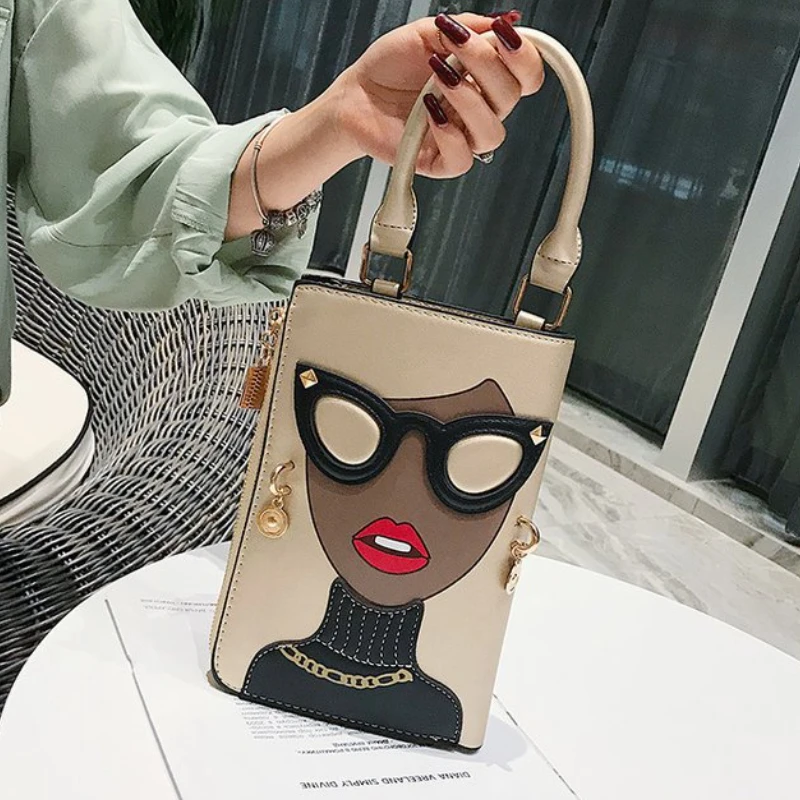 2022 New Personalized Funny Women Small Bags Figure Pattern Shoulder Bag Women PU Special Messenger Bag