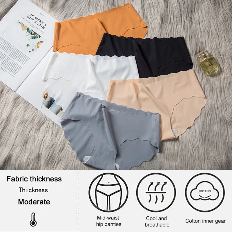 

5 Colors Maternity Women Sewing Less Underwear Ice Silk Trackless Underwear Ultra Thin Underpants Solid Color Breathable Briefs