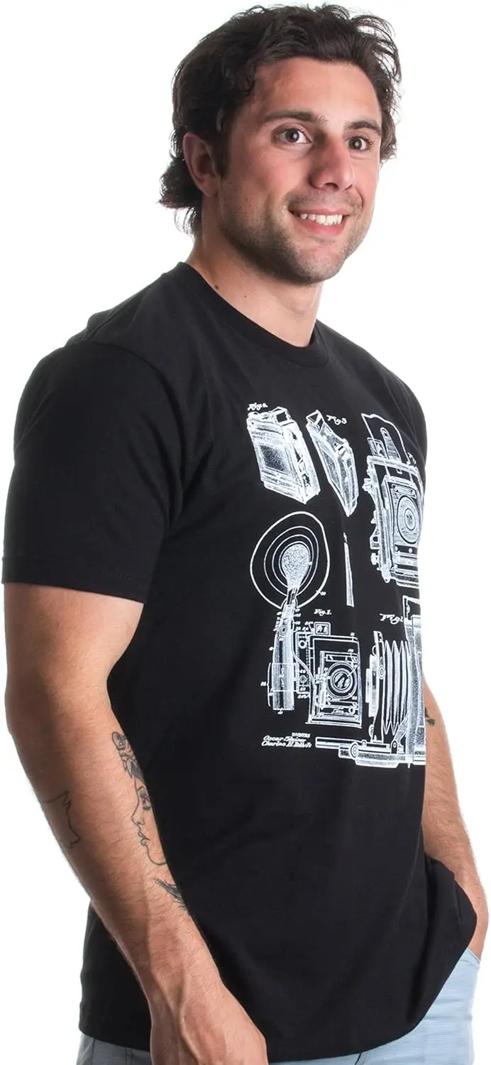 1938 графическая камера Graflex Speed патентный рисунок | Футболка унисекс для фотографа