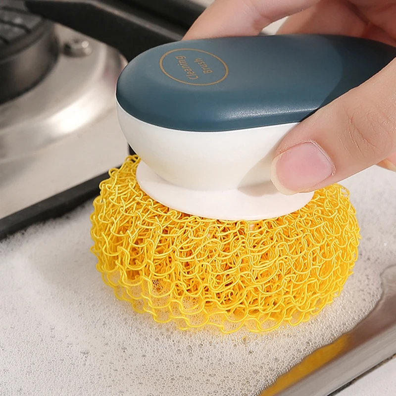 

Microfiber Nylon Nano Clean Brush Detachable Nano Clean Ball Decontamination Wash Pot Bowl Brush With Handle Kitchen Accessories