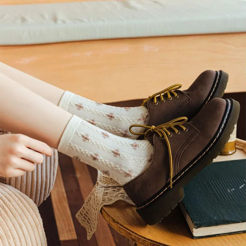 5 Pair Free Shipping Items Winter Socks Woman Fashion Print Long Cotton Socks Cute  Designer Vintage Harajuku Streetwear Socks