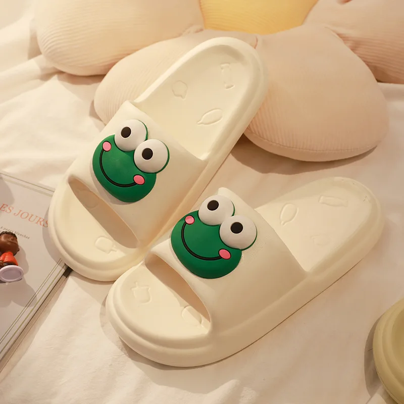Platform Lovely Frog Shape Design Slippers Women Summer Slides Non-Slip Sandals Bathroom Couple 2023 New Fashion Men Shoes