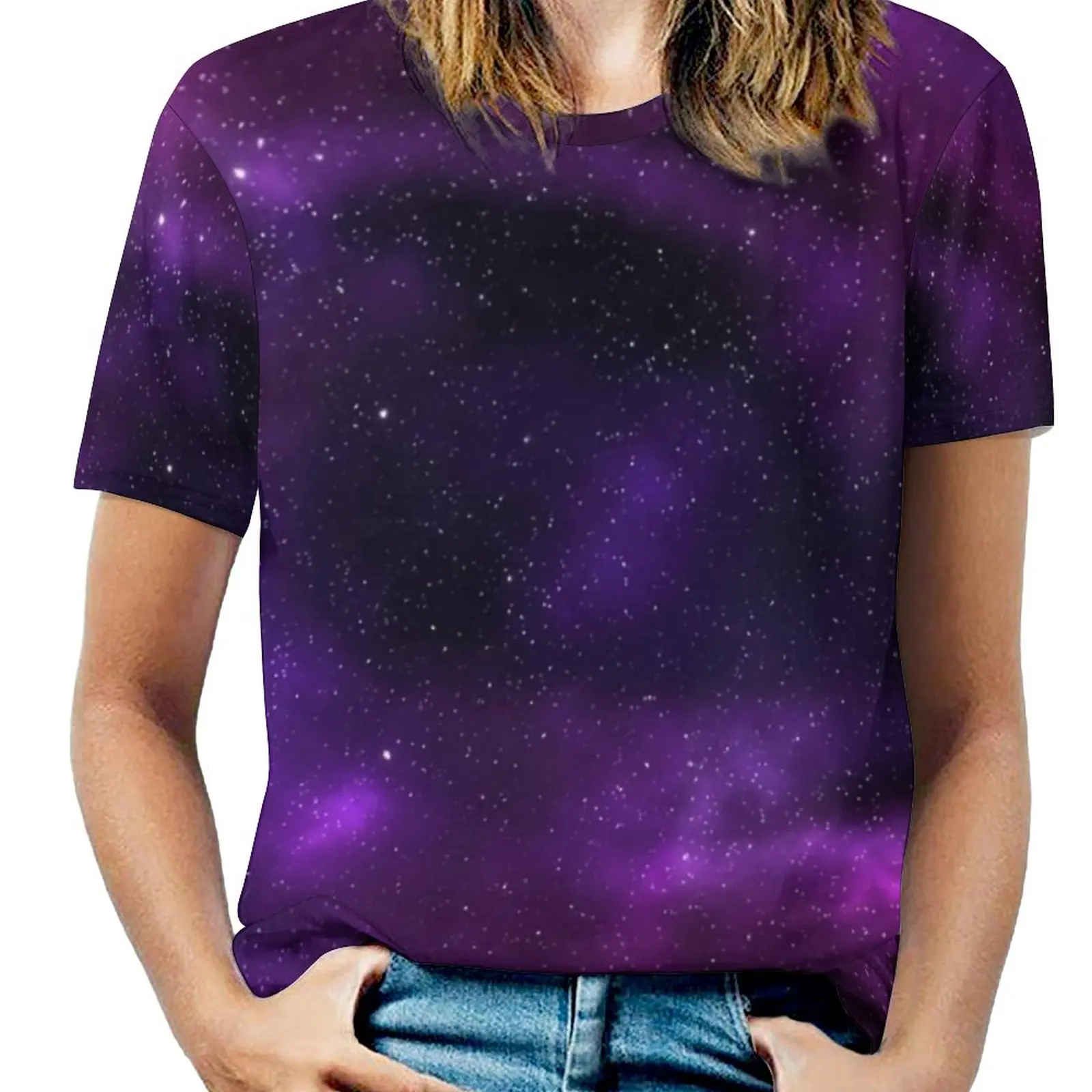 

Футболка женская оверсайз с принтом «Галактическое небо» и коротким рукавом