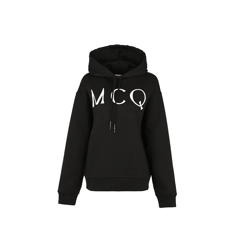 

McQueen Cotton Letter Print Sportswear Student Couple Wear Loose Tide Brand Casual Hooded
