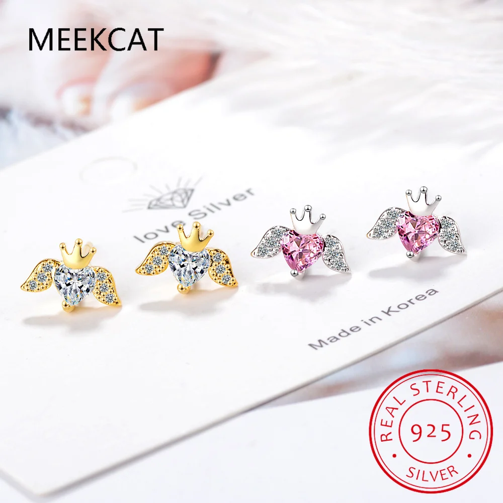 

Серьги-гвоздики в виде серебряных крыльев и сердца для девочек