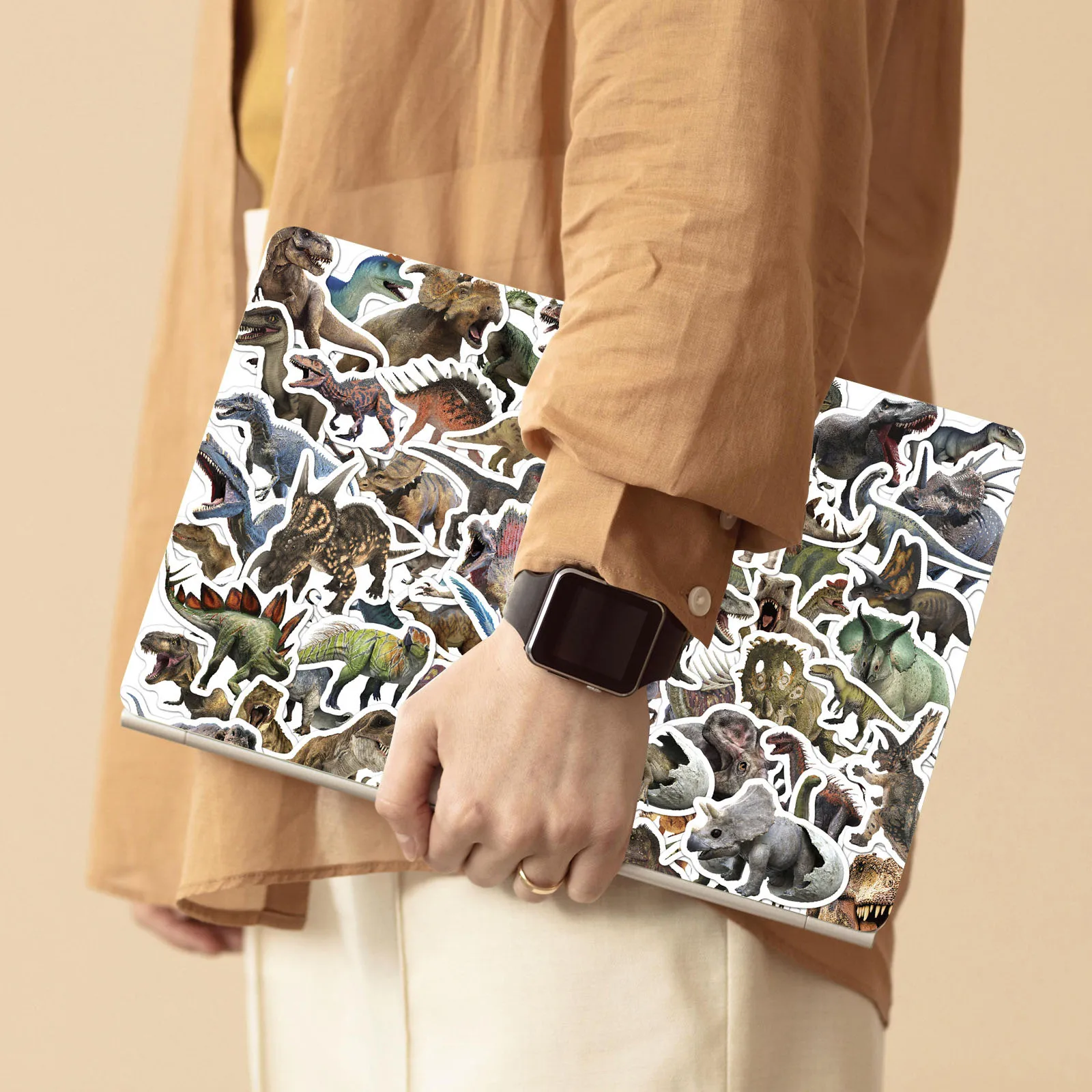 

100PCs Vintage Polyethylene Multicolor Dinosaur DIY Scrapbook Deco Stickers Luggage Skateboard Phone Stickers Decor 6cm - 8cm