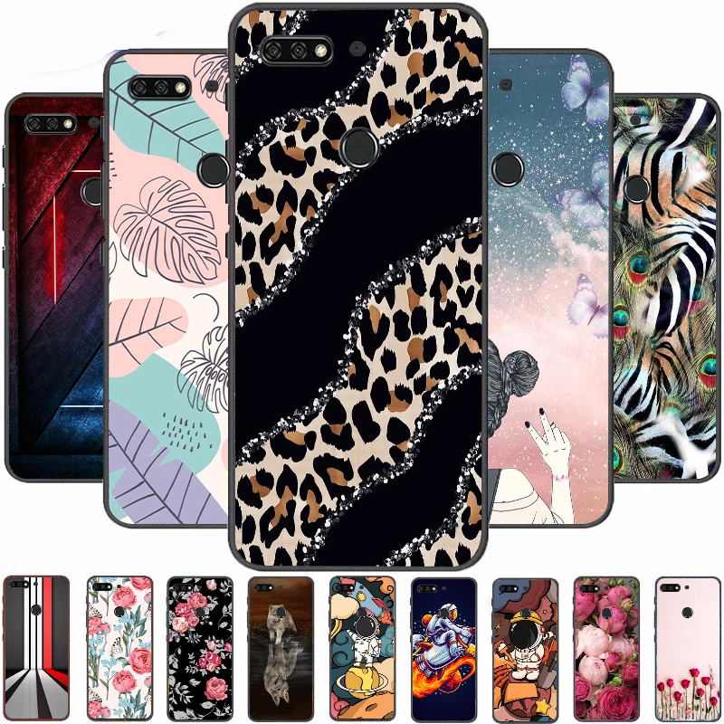 

For Huawei Honor 7C Pro Case Soft Silicone Phone Cover Honor 7 C Pro 5.99 inch LND-L29 7cPro Honor7C Bumpers Flower Bag Fundas