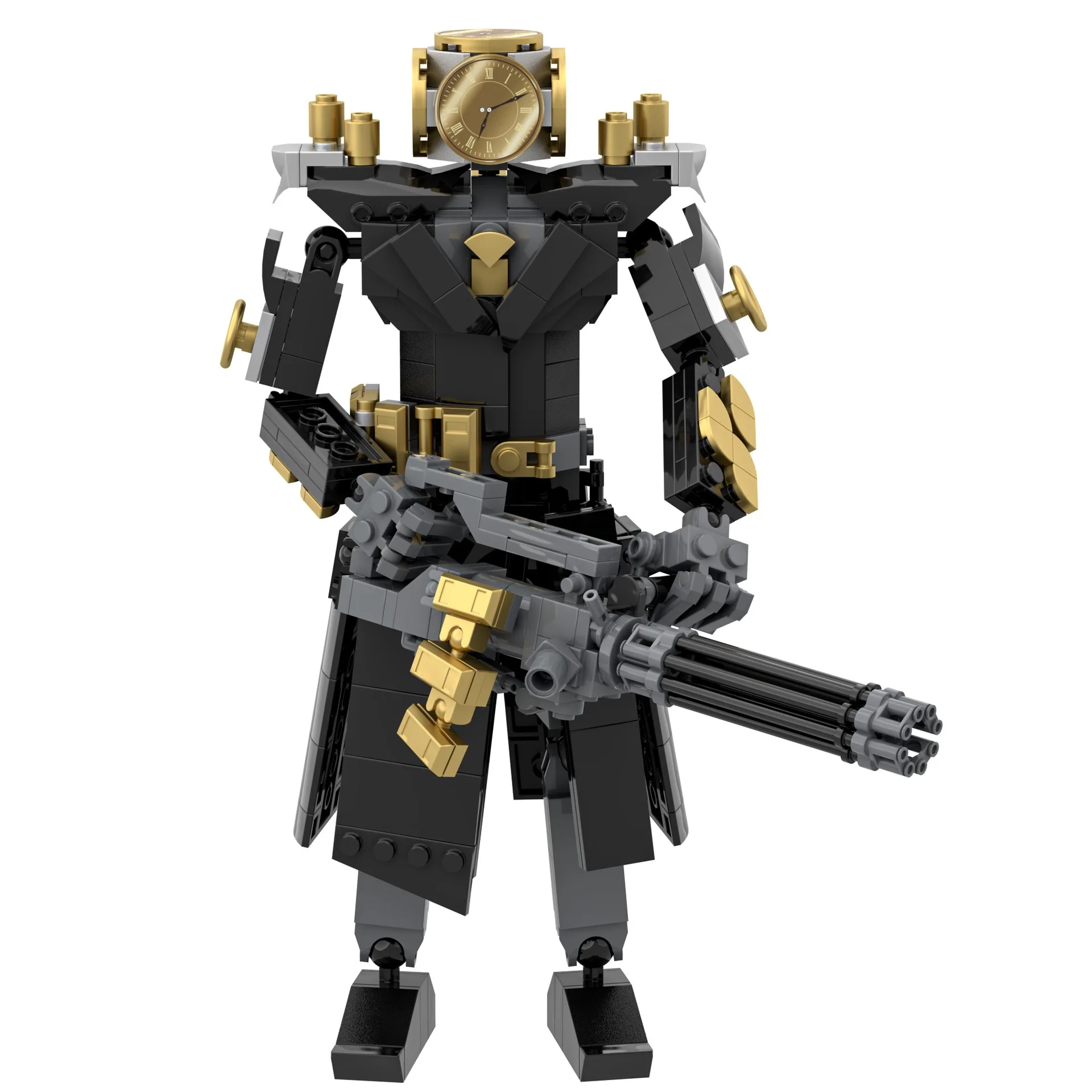 MOC Skibidi Туалет Черный Машинный Пистолет Футуристические Часы Человек Модель