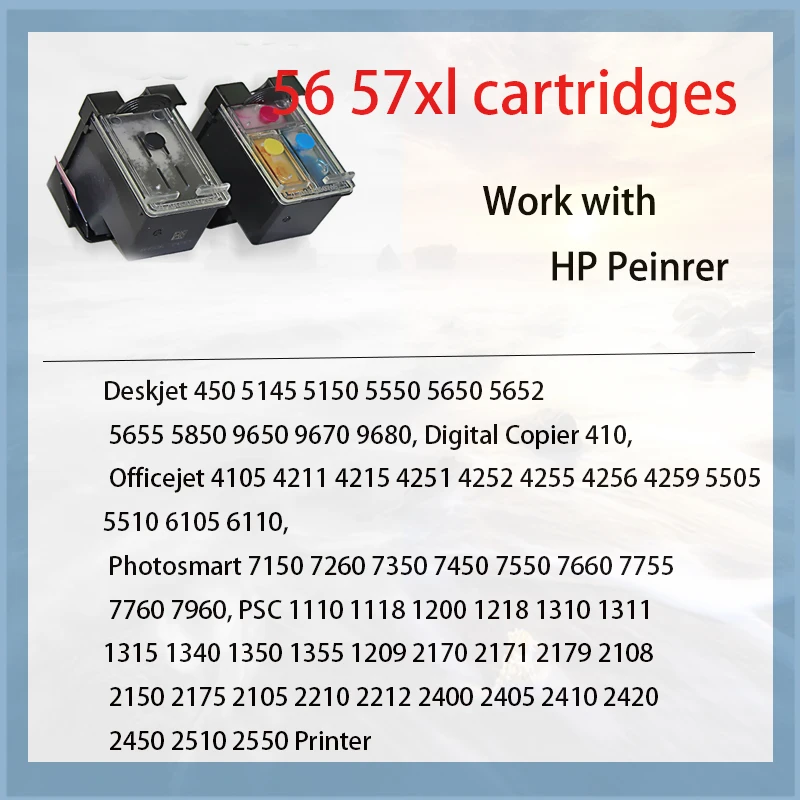 Совместимый сменный картридж 56XL 57XL для HP 56 57 XL Deskjet 5150 450CI 5550 5650 7760 9650 PSC 1315 1350 2110 2210