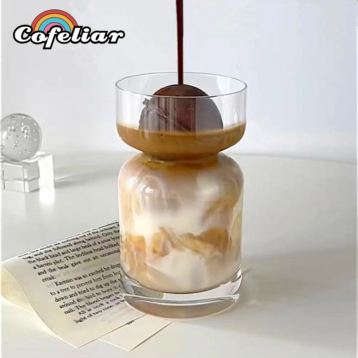 

Saturn Coffee Latte Cup Transparent Glass Mug Summer Iced Coffee Milk Beer Cola Juice Tumbler Transparent Drinking Handmade Mug