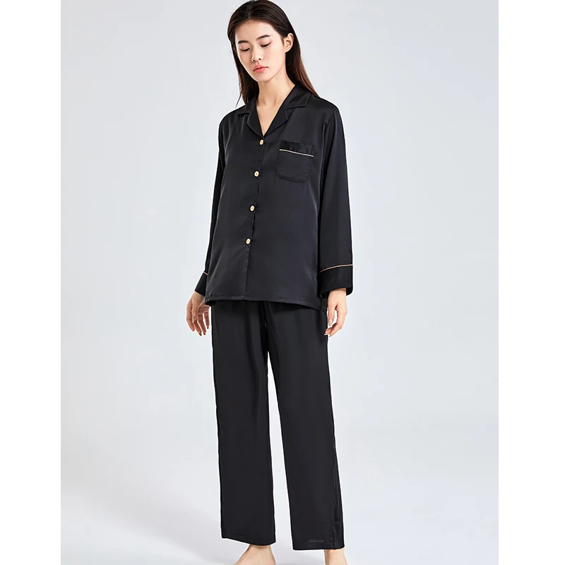 Satin Ice-Silk Pajamas Women Home Clothes White Pyjamas 2023 PJ Full Sleeve Sleepwear Women Nightwear Bedroom Pijamas Femme