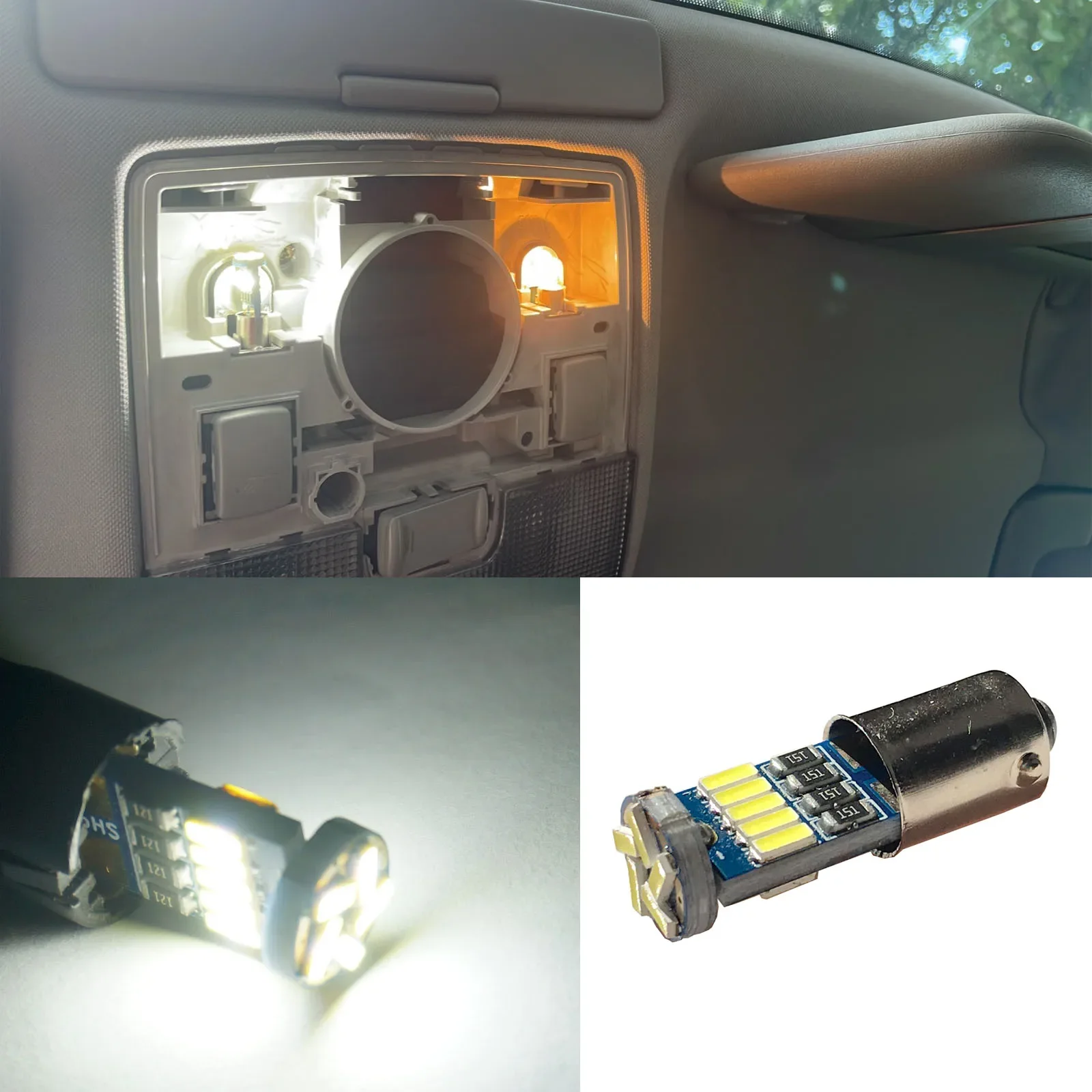 Фото 10 шт. светодиодных ламп Ba9s T4W белого света, 14-15 SMD, T11 H6W, комплект светодиодных ламп Canbus для салона автомобиля, освещения салона и карты для Audi A4 B6 B7 Sedan №1