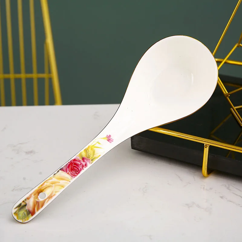 

Household rice spoon large soup spoon ceramic spoon bone china tableware rice spoon creative Phnom Penh spoon bowl spoon