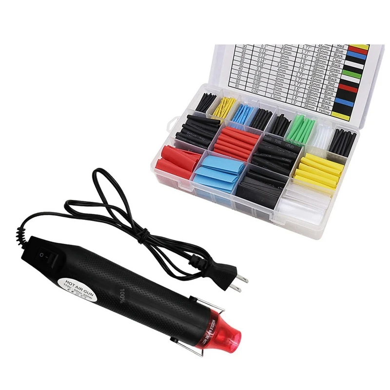 

580PCS Heat Shrink Tubing Kit Shrinkable Wire Shrinking Wrap Tubing Wire Connect Cover With Hot Air Machine