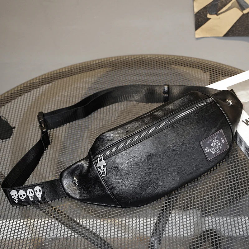 

Новинка 2022, мужская сумка, модная мужская кожаная нагрудная сумка, простая Молодежная Диагональная Сумка через плечо, сумка для верховой ез...