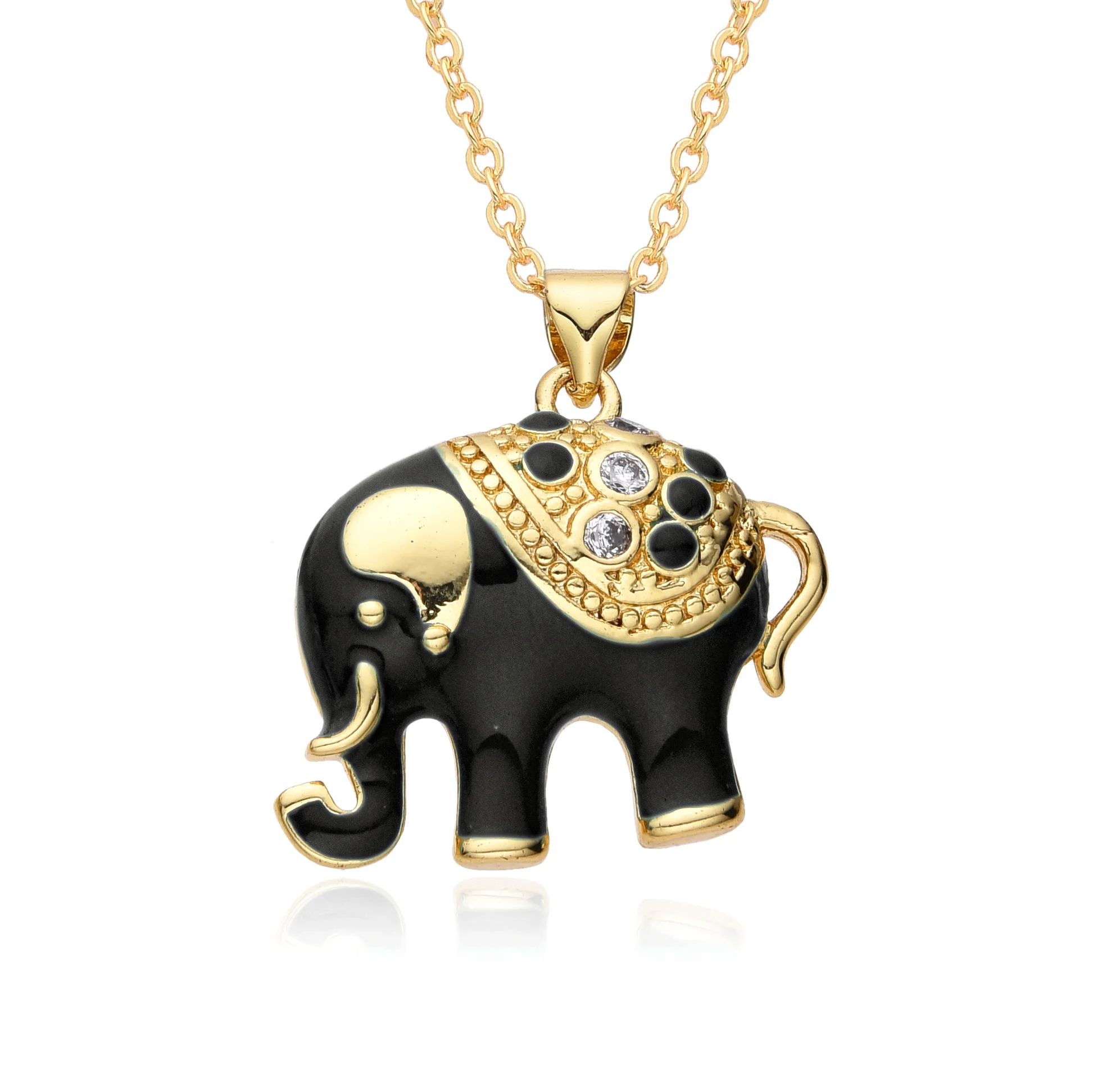 Y2K красочные таиландские подвески в виде слона кубический цирконий золотого