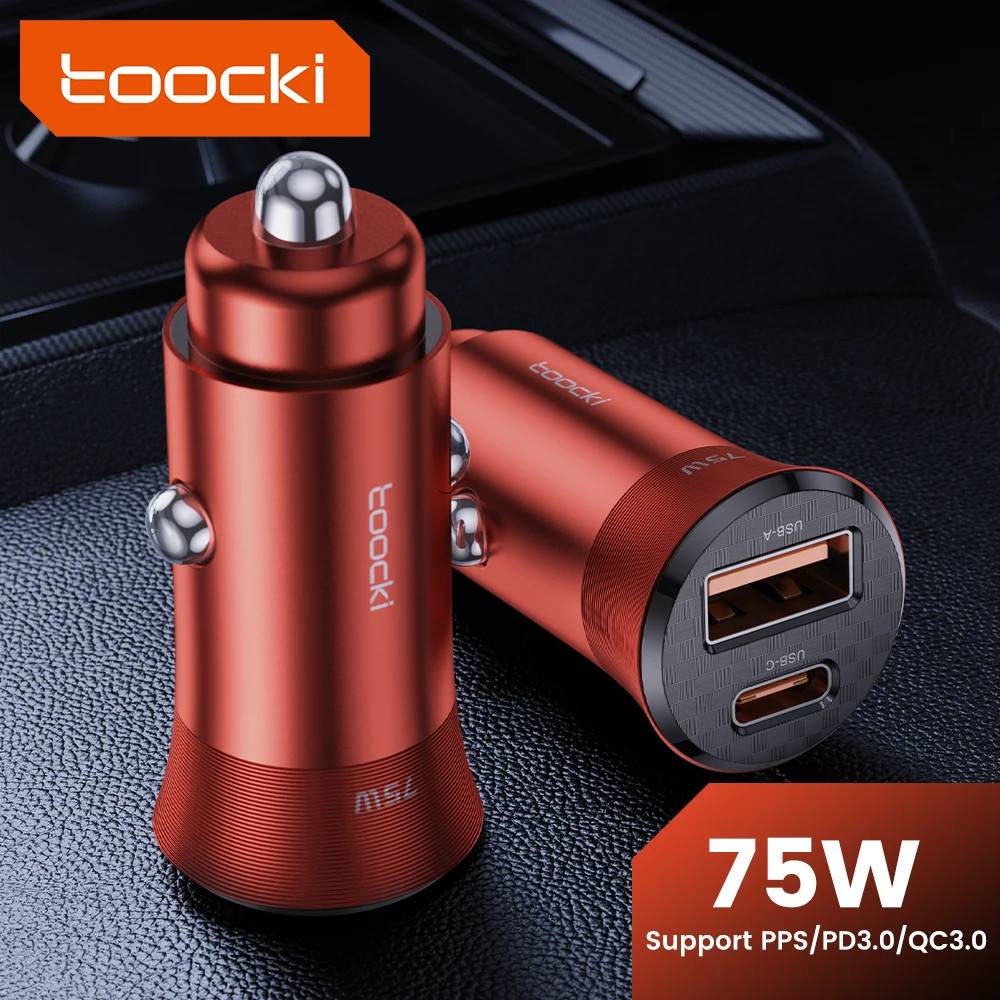 

Toocki Car Charger Fast Charging 75W USB Car Charger Type C PD3.0 QC3.0 Car Phone Charger For iphone Xiaomi Huawei Samsung