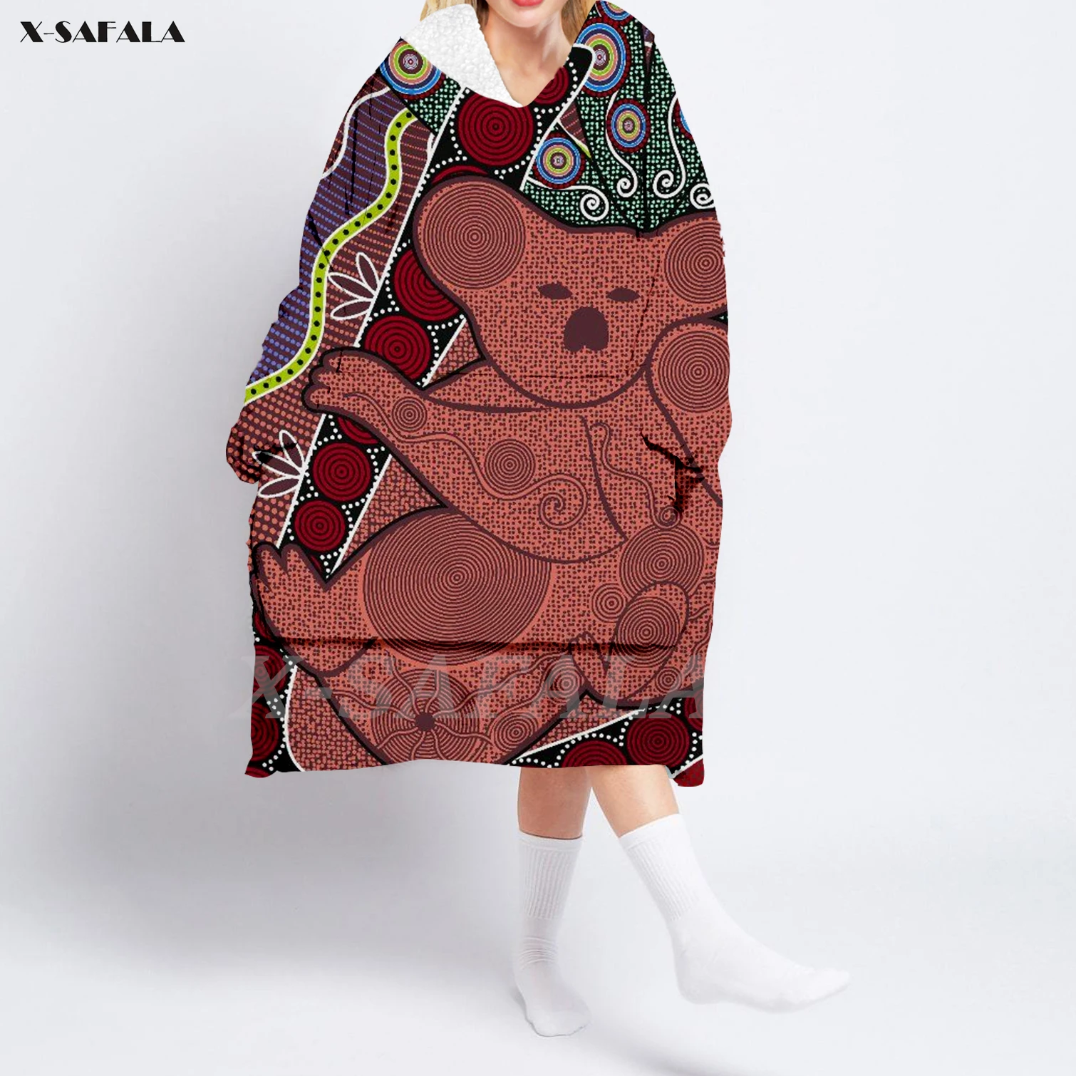 

Australia's Favorite Sherpa Wearable Blanket Hoodie 6 Oversized Fleece Hooded Blanket Large Front Pocket AS51-75 Pajamas