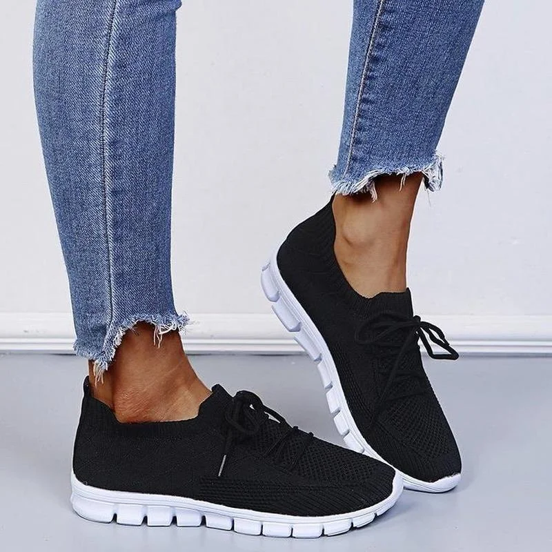 

Кроссовки-носки женские на шнуровке, с вулканизированной подошвой