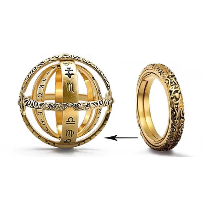 

2023 new fashion Vintage Astronomical Ball Rings/Necklaces For Women Men Creative Complex Rotating Cosmic Finger Ring Jewelry