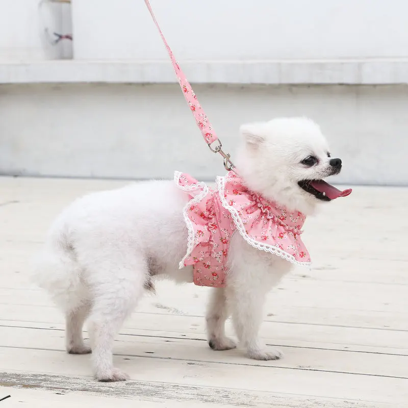 

Beautiful Dog Harness Lace Edge Pet Dogs Chest Strap Cat Vest Harness Bichon French-Bulldog Walking Supplies for small dog cat