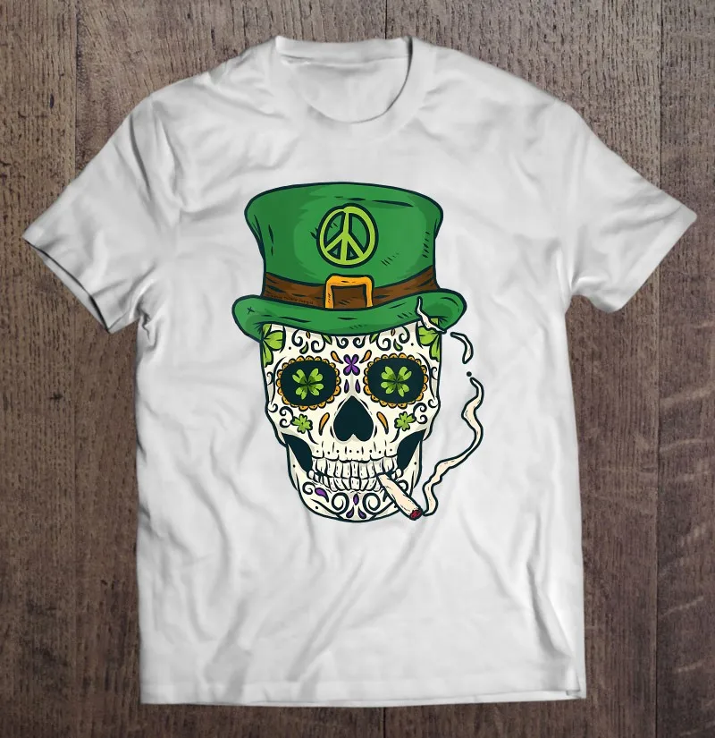 

Мужская футболка Wo men s, крутая футболка в стиле бохо с изображением сахарного черепа из дня мертвецов, футболка на День Святого Патрика, мужс...
