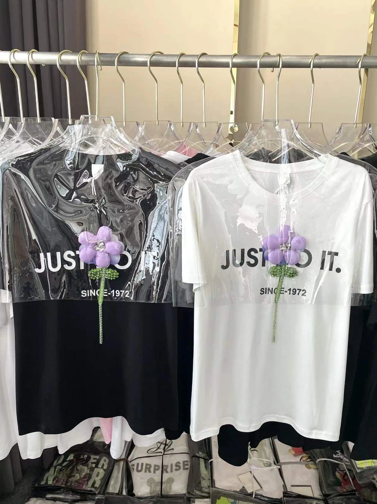 

Korea Diamond Flower Women Tshirt 2022 New Design Summer Age Reduction Tops Crew Neck All-match Loose Short Sleeve Cotton Tees