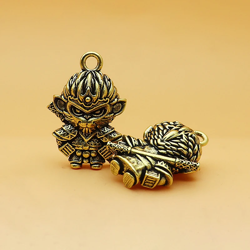 Латунная статуя WuKong Sun Monkey King фигурки брелок подвеска украшение для офиса