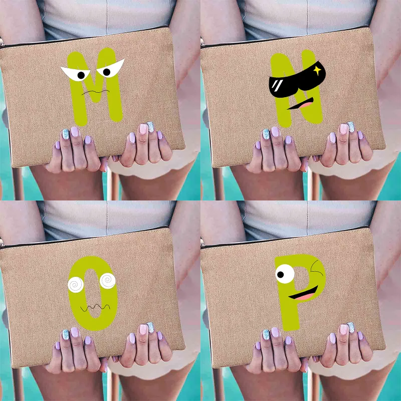

Green Monster Letters Travel Cosmetic Bag Women Portable Makeup Organizer Bags Beauty Pouch Makeup Organizer Free Shopping